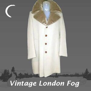Mens Winter Coat  Vintage London Fog Trench Faux Fur Collar & Lining - 40 Reg